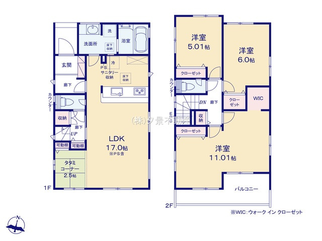 《仲介手数料無料》久喜市栗原４丁目11-19新築一戸建てブルーミングガーデンの間取り