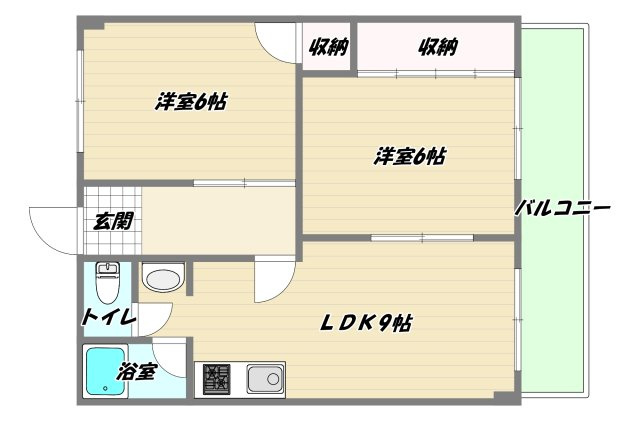 大阪市東淀川区豊里５丁目の賃貸マンションの間取り