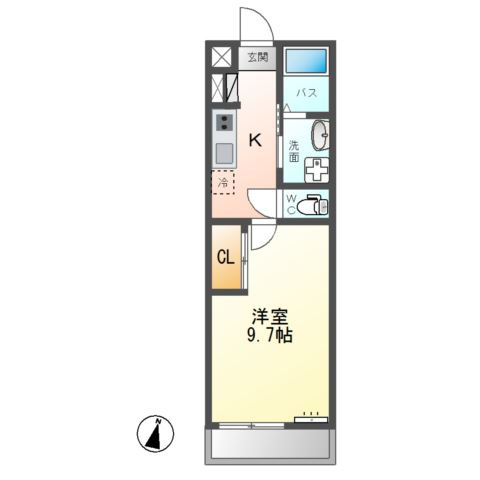 Ｒｕｃｏｔａ（ルコタ）の間取り|30.87m²の1Kです