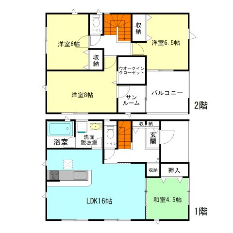 【間取り】 | クレイドルガーデン前橋市青柳町第28ー⑥ | リビングには大容量ファミリークローク付き！
家族と自然に顔合わせできるリビングアクセス階段！