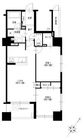 ウィルローズ日本橋浜町Ｓｕｉの間取り|ウィルローズ日本橋浜町Ｓｕｉ：南東向き角部屋！全居室収納・窓が付いた２ＬＤＫリフォーム物件はフラット３５＆住宅ローン減税利用可能です！
