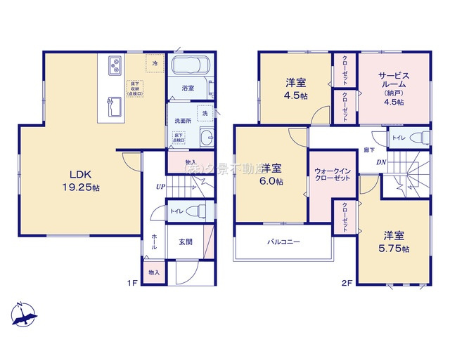 《仲介手数料無料》和光市下新倉４丁目22-75新築一戸建てファーストタウンの間取り