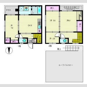 下山手通7丁目貸家Bの間取り