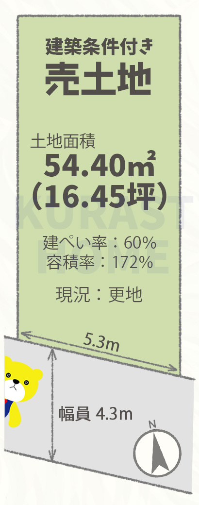 長岡京市調子1丁目　建築条件付き土地