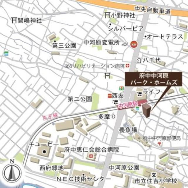 府中中河原パーク・ホームズの地図