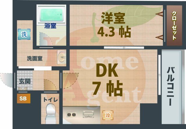 【間取り】 | クオリタス浜田山 | 1DKのお部屋です。