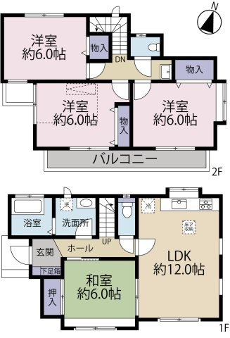 使いやすい４ＬＤＫタイプ♪全居室が６帖以上確保されており収納量も豊富です！リビングは南・東・北の３方に窓が設置されており、採光のとれた空間になっております！