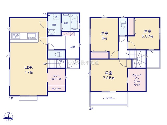《仲介手数料無料》富士見市大字水子642-13新築一戸建てグラファーレの間取り