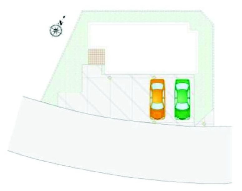 前橋市川原町　6号棟　新築住宅の区画図|駐車場4台ご用意しています！来客時も重宝します♪
前面道路も広く車の出し入れもしやすいです！