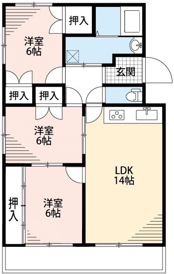 【間取り】 | ドミールＦＵＴＡＢＡ　Ａ棟
