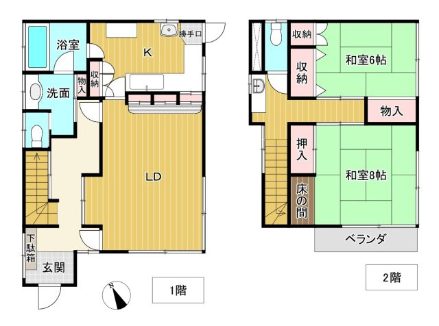 伊東駅徒歩6分　利便性の良い温泉付き2LDKの間取り|2LDKの間取り