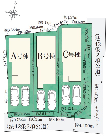 ■交野市私部　新築一戸建ての区画図|全3区画