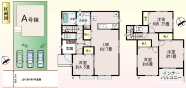 新築　高崎市石原町　家具・エアコン付きの間取り