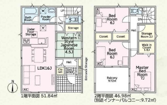 【間取り】 | 岐阜市六条片田新築建売全2棟！三里小学校まで徒歩12分！ドン・キホーテまで徒歩11分！お車3台可能！ | 岐阜市六条片田新築建売全2棟！三里小学校まで徒歩12分！ドン・キホーテまで徒歩11分！お車3台可能！