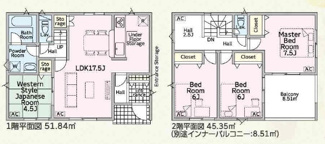 【間取り】 | 岐阜市六条片田新築建売全2棟！三里小学校まで徒歩12分！ドン・キホーテまで徒歩11分！お車3台可能！ | 岐阜市六条片田新築建売全2棟！三里小学校まで徒歩12分！ドン・キホーテまで徒歩11分！お車3台可能！
