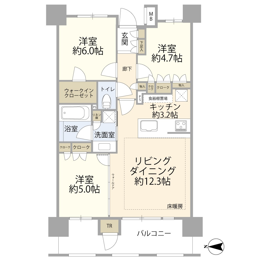 パークホームズ福岡浄水通　４Fの間取り