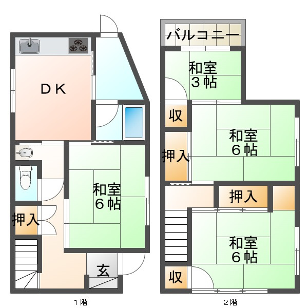 妙法寺字池町貸家の間取り