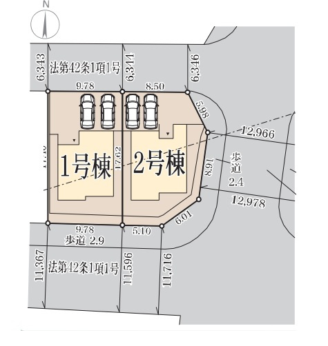 奈良市中山町西　第2期　新築一戸建ての区画図|全2区画