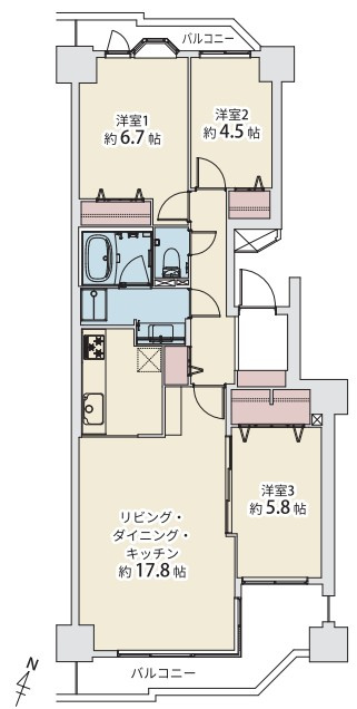 パークシティ新川崎・西２番街Ｂ棟の間取り