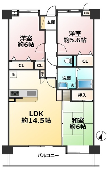 【間取り】 | クローバーマンション空港東２