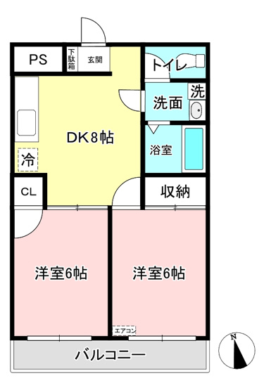 【間取り】 | ストーンハイツ | カップルさんやファミリーさんにもオススメの2DKタイプ！全室洋室で過ごしやすいですね☆なんと言っても最上階なのが嬉しい♪