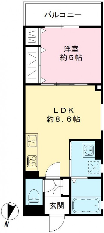 クリエオーレ下神田Ⅱの間取り|2号室