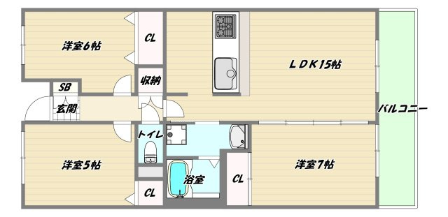 大阪市淀川区野中北１丁目の賃貸マンションの間取り