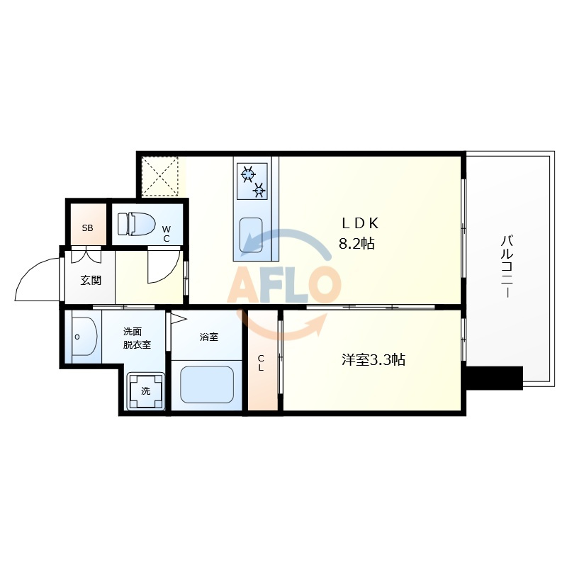 S-RESIDENCE難波西alterの間取り|S-RESIDENCE難波西alter　間取り