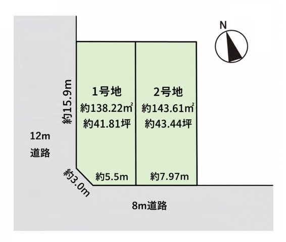 稲穂1条5丁目　住宅用地2区画の土地図
