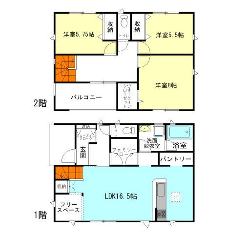 【間取り】 | クレイドルガーデン前橋市青柳町第28ー⑩ | リビングには大容量ファミリークローク+フリースペース付き！