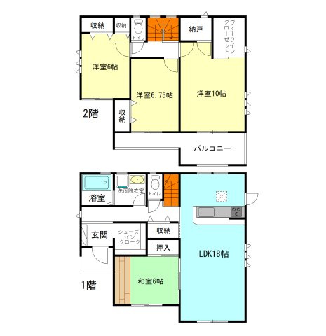 【間取り】 | リーブルガーデン.S渋川市第17金井ー⑤ | 114坪敷地に建つ建坪ゆとりの38.8坪住宅！
シューズクロークやウォークインクローゼット完備！