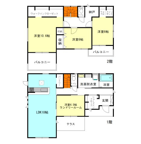 【間取り】 | フォーセール渋川市第4金井ー① | 3LDK+ランドリールーム(6帖)の南向き間取り！