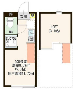 大田区東嶺町のアパートの間取り