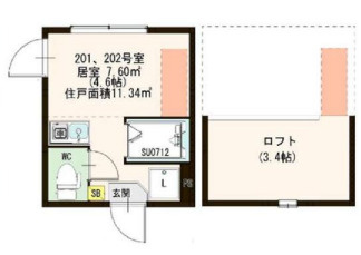 足立区千住東１丁目のアパートの間取り