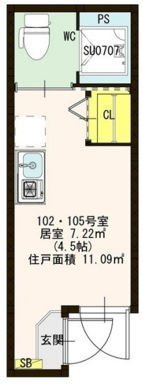世田谷区野沢４丁目のアパートの間取り|
