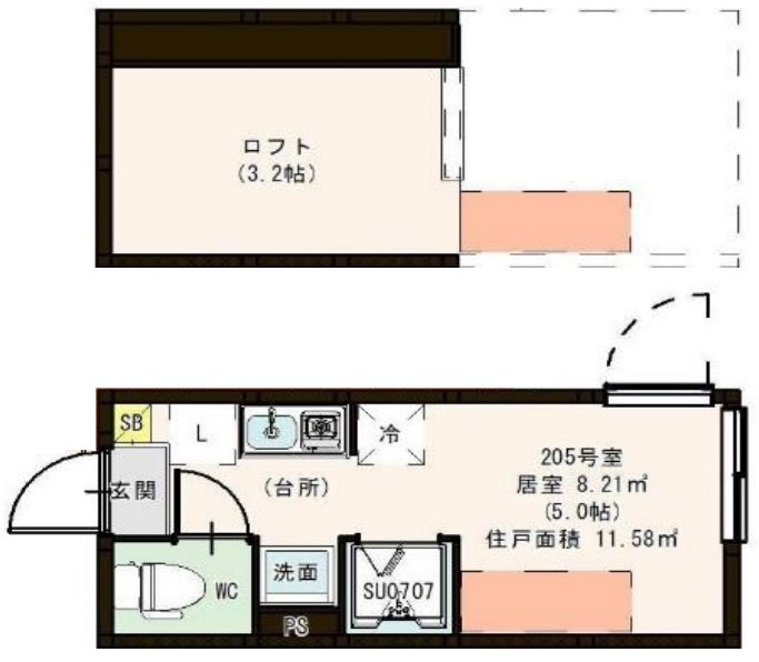 中野区上鷺宮２丁目のアパートの間取り