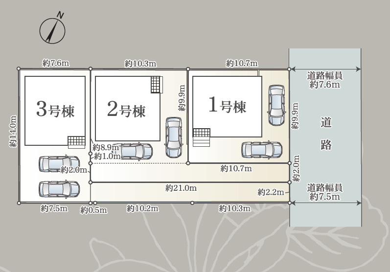 新築戸建　静岡市駿河区下島第４　全３棟の区画図
