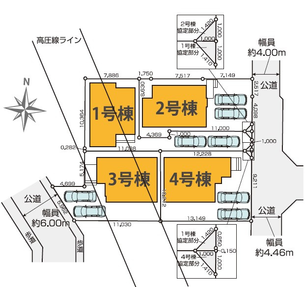 三鷹市井口5丁目　新築戸建　全4棟の区画図|区画図

現地ご見学希望・資料請求などお気軽にお問い合わせ下さい！
03-5990-5201
