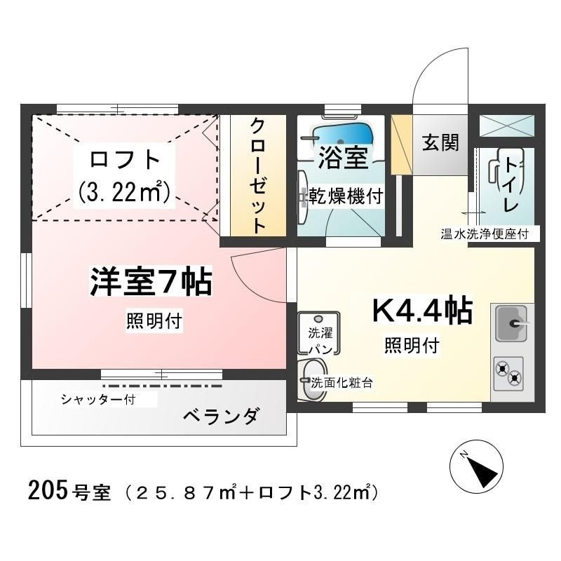 1K　Apartmentの間取り