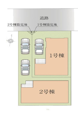 平塚市黒部丘3期　新築戸建　全2棟1号棟の区画図