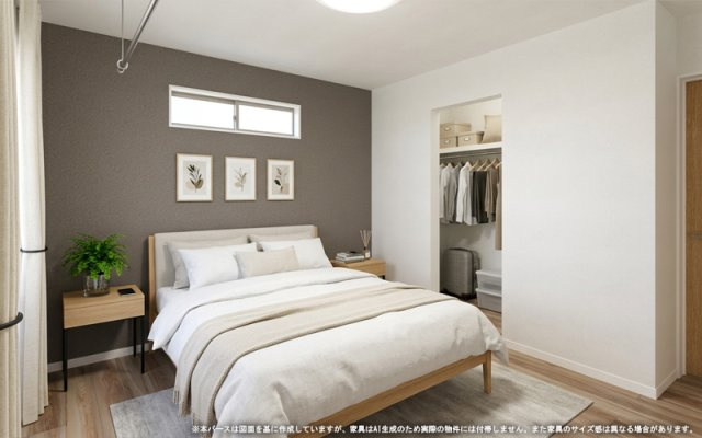 【完成予想図】 | 【主寝室　イメージパース】
※画像は設計図面を基に作成したイメージです。
