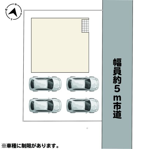 龍ケ崎市直鮒　中古戸建の区画図|前面道路5ｍ・間口11ｍ　実際の土地の雰囲気も、ぜひ現地でお確かめください！