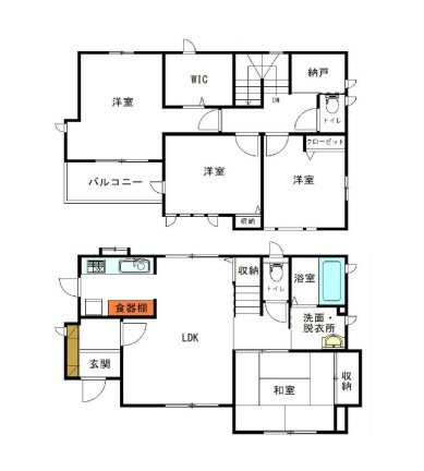 【中古戸建】伊勢崎市南千木町の間取り|■間取り図｜敷地面積：168（50.82坪）　建物面積：112.51（34.03坪）