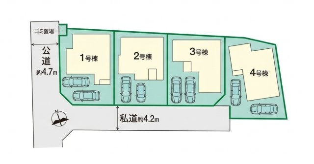 【区画図】 | 和光市下新倉4丁目　新築分譲住宅　全4棟（成増店） | ※図面と現況が異なる場合は現況優先となります。
