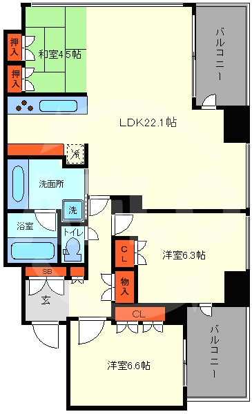 クレヴィアタワー中之島　福島小学校区の間取り|クレヴィアタワー中之島　間取り