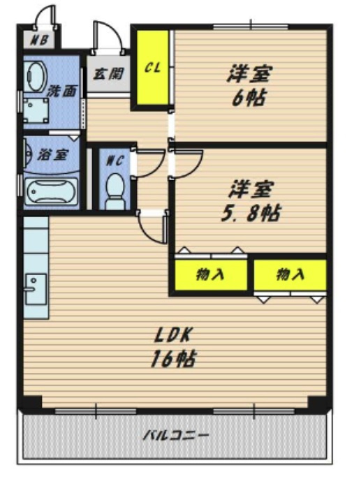 西宮市御茶家所町の賃貸マンションの間取り