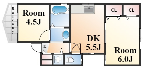 神戸市灘区岸地通１丁目の賃貸マンションの間取り