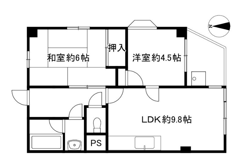 西宮市南昭和町の賃貸マンションの間取り