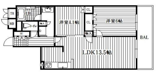 西宮市両度町の賃貸マンションの間取り