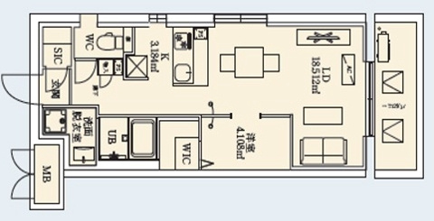 西宮市松原町の賃貸マンションの間取り